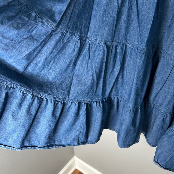 Tommy Hilfiger Womens Blue Denim Tiered Sleeveless Babydoll Dress - Picture 2 of 9